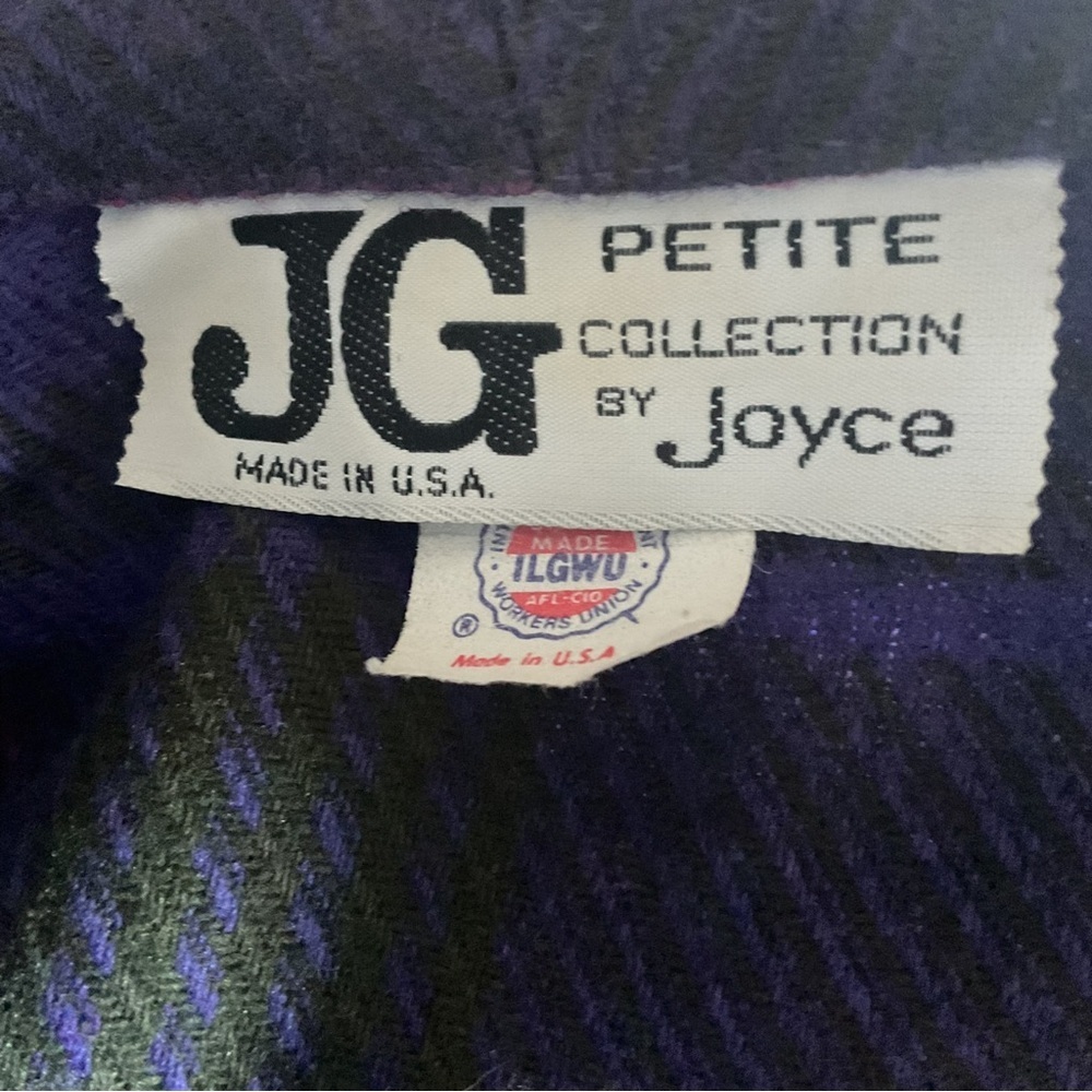 Vintage JG Petite Plaid Blazer Purple Blue Made USA Womens - Picture 4 of 5